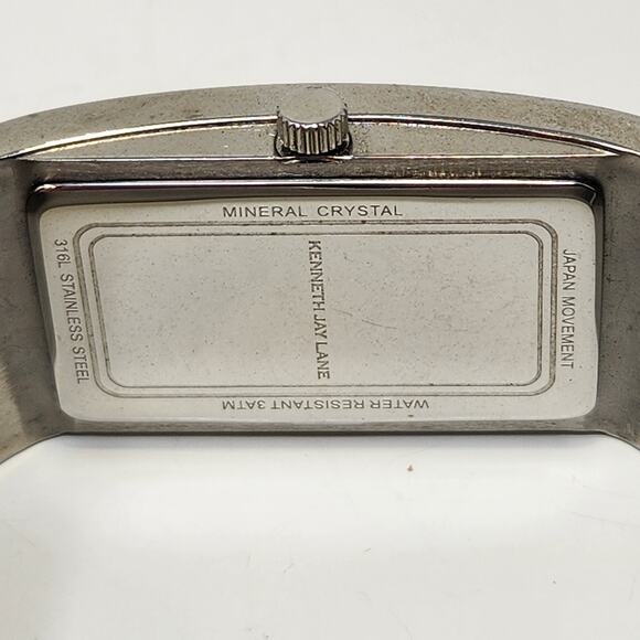 Kenneth Jay Lane Breakers Bangle Watch White Silicone Inlay Mother Of Pearl Dial - Picture 7 of 9